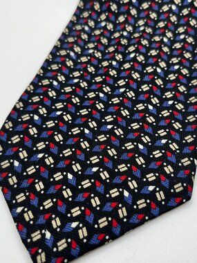 Woodward Tie Silk Red Blue Diamond Geometric 60 x 4 classic business work USA